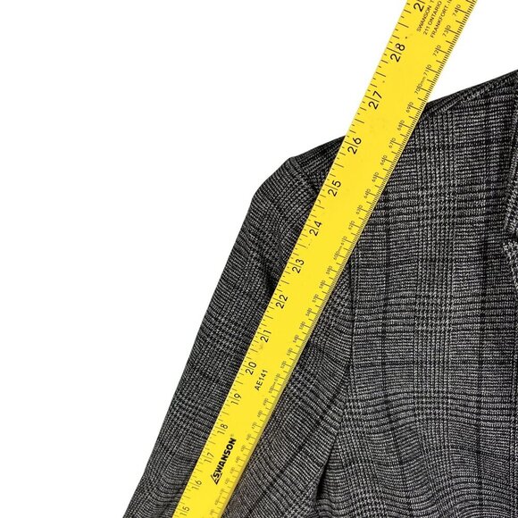 Calvin Klein Womens 10 Gray Houndstooth Windowpane Plaid Blazer Preppy Academia - Picture 11 of 15
